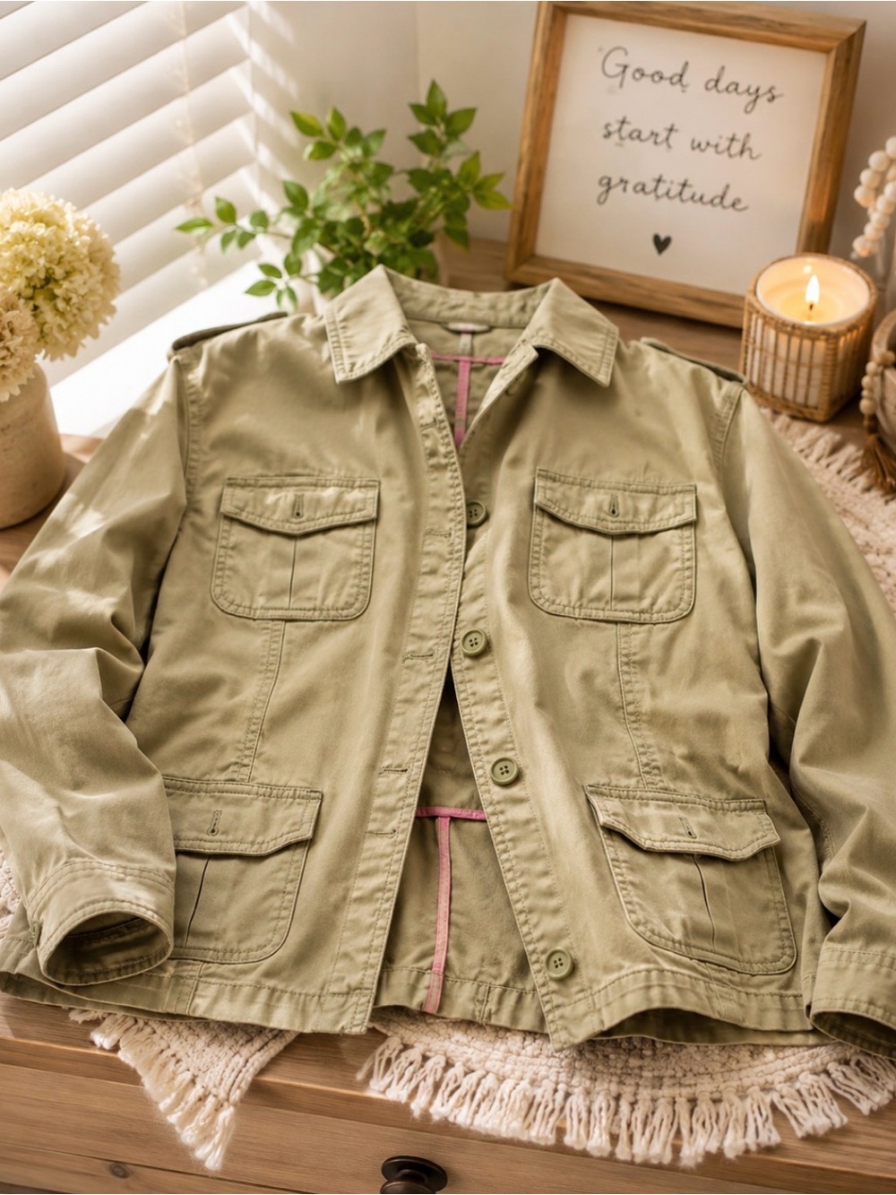 Gap Olive Utility Jacket - Women9s Light Casual Coat